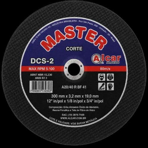 Disco de Corte Master Alcar DCS-2 300 x 3,2 x 19 mm